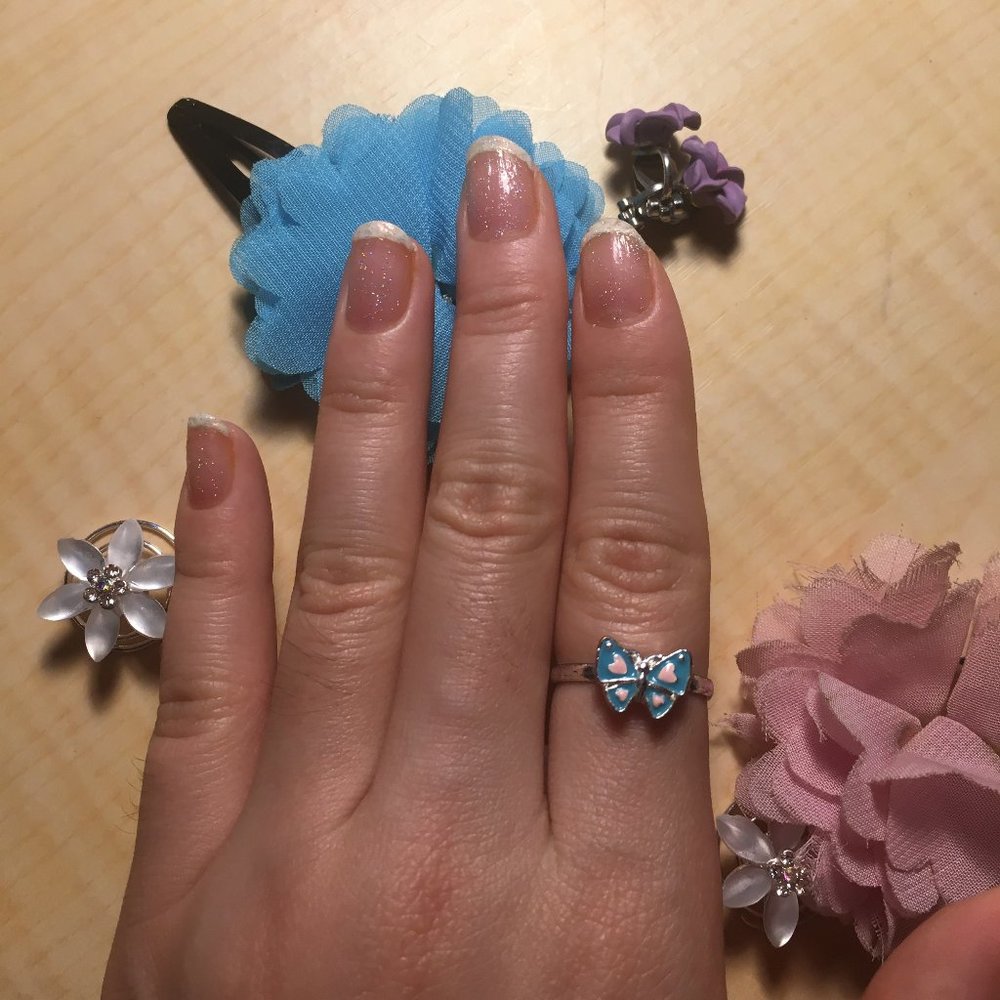 Adjustable Ring with Blue Butterfly